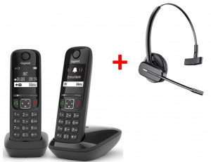 Gigaset AS690 Duo DECT +Plantronics C565 - Téléphone Sans Fil + Casque Téléphonique - Devis sur Techni-Contact.com - 1