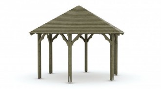 Kiosque de jardin bois - Diamètre : Ø de 3 à 8 m - Dim: H 220 / 320 cm