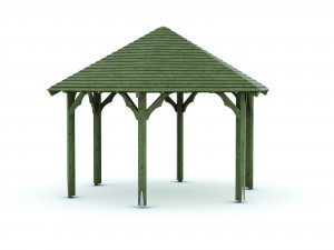 Kiosque en bois hexagonale - Diamètres : de 3 à 8 m - Toit shingle