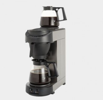 Machine a café professionnelle à 2 verseuses - Puissance : 2250 W - Capacité : 18L, 144 tasses - Dim : (HxPxL) 625x205x380 mm