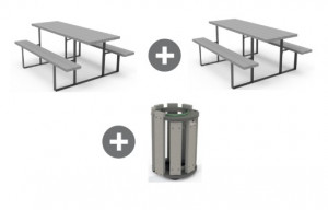 Pack 2 tables pique-nique & corbeille - Devis sur Techni-Contact.com - 1