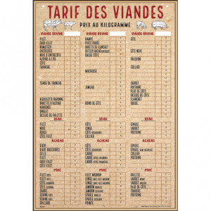 Panneau de Tarif des viandes pour boucherie  - Devis sur Techni-Contact.com - 2