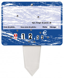 Pique prix poissonnerie à roulettes - Format : 14 x 10 cm - Avec roulettes -  Patte PVC cristal - Neutre ou avec texte