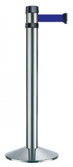 Poteau chromé balisage à sangle 4 m - Diamètre : 80 mm - Hauteur : 980 mm - 10 coloris disponibles