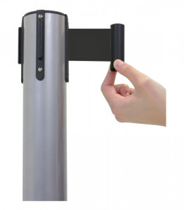 Poteau de guidage gris avec bande extensible noire - Devis sur Techni-Contact.com - 2
