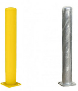 Poteau en acier sur platine  - Poteau de protection en acier sur platine pour la sécurité au sein des entrepôts