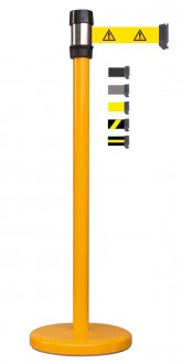 Poteau jaune balisage à sangle 2.10 m - Longueur sangle : 2.10 m - 6 sangles max - 6 coloris disponibles pour la sangle