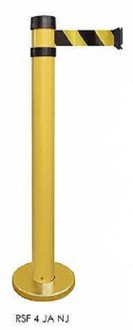 Poteau jaune balisage à sangle 4.30 m - Diamètre : 80 mm - Hauteur : 920 mm - 6 coloris disponibles pour la sangle