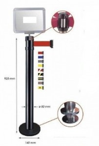 Poteau noir balisage à sangle 4.30 m - Diamètre : 80 mm - Hauteur : 980 mm - 10 coloris disponibles pour la sangle