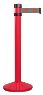 Poteau rouge balisage à sangle 4.10 m - Diamètre : 80 mm - Hauteur : 980 mm - 4 coloris disponibles