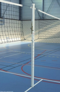 Poteaux de volley ball d'entraînement en aluminium - Hauteur hors sol : 2,56 m - Aluminium plastifié