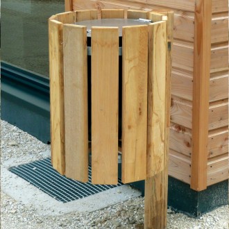 Poubelle ronde en bois de 50 litres - Devis sur Techni-Contact.com - 1