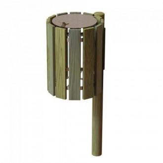 Poubelle ronde en bois de 50 litres - Devis sur Techni-Contact.com - 2