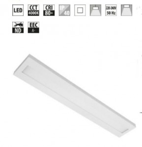 Réglette saillie LED en acier - Luminaire LED avec vasque opale ou nano prismatique