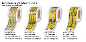 Rouleau adhésif de marqueurs de tuyauterie jaunes - gaz - Devis sur Techni-Contact.com - 2