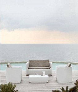 Sofa d’extérieure - Hauteur d'assise : 40 cm - En Poleasy – Blanc