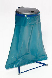 Support sac poubelle acier bleu avec couvercle - Devis sur Techni-Contact.com - 3