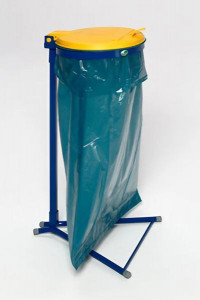 Support sac poubelle acier bleu avec couvercle - Devis sur Techni-Contact.com - 4