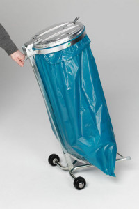 Support sac poubelle galvanisé avec couvercle 120 L  - Devis sur Techni-Contact.com - 1