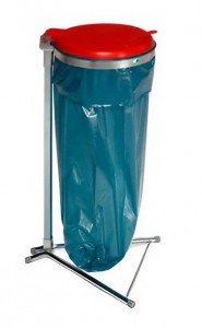 Support sac poubelle galvanisé couvercle plastique  - Devis sur Techni-Contact.com - 1