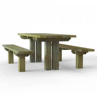 Table de pique nique en bois à sceller - Devis sur Techni-Contact.com - 2