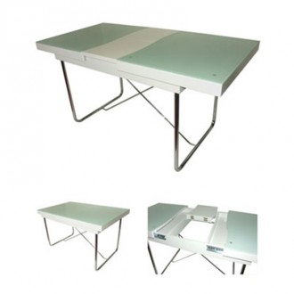 Table design en verre sablé sur support en bois - Devis sur Techni-Contact.com - 1