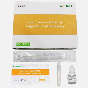 Test antigénique (Boîte de 25 tests) - Prélèvement par écouvillon nasopharyngé ou oropharyngé - Temps de résultats: 15 minutes