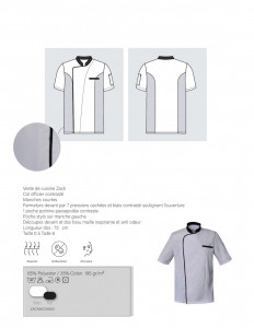 Veste de cuisine blanche à manches courtes  - Devis sur Techni-Contact.com - 3