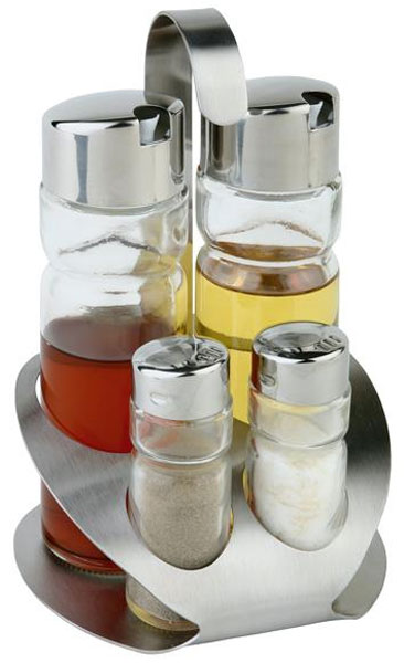 Ensemble distributeur d'huile, vinaigre, sel et poivre, avec