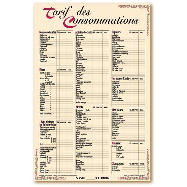 Panneau Affichage Des Prix De Consommations Commandez Sur Techni Contact Affiche Prix De Consommations