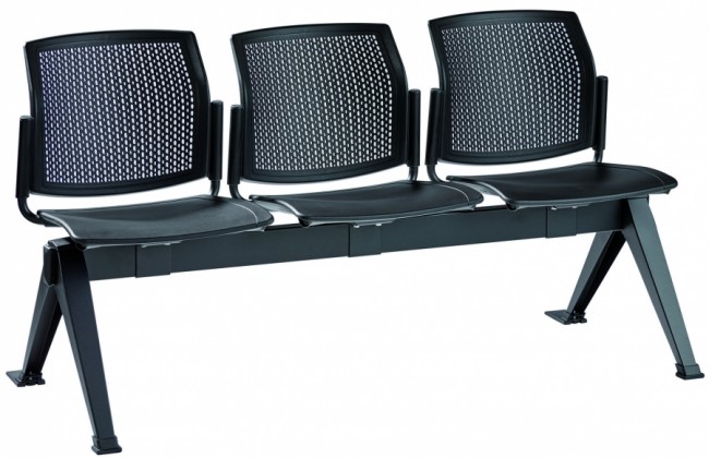PrimeMatik Chaises sur poutre pour salle dattente avec 2 sièges ergonomique noir