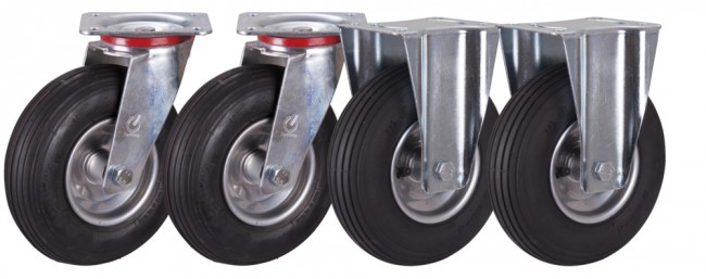 Chape pivotante + roue gonflable 200 mm