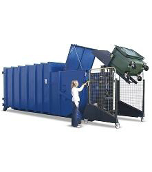 Conteneur de déchets poubelle 1100L Bleu.