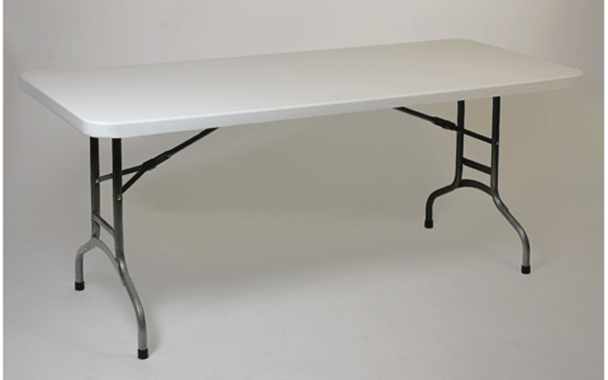 Table rectangulaire BLANCHE ou GRISE de 183cm avec pieds pliants
