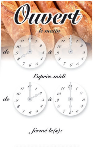 Panneau horaire d'ouverture gratuit