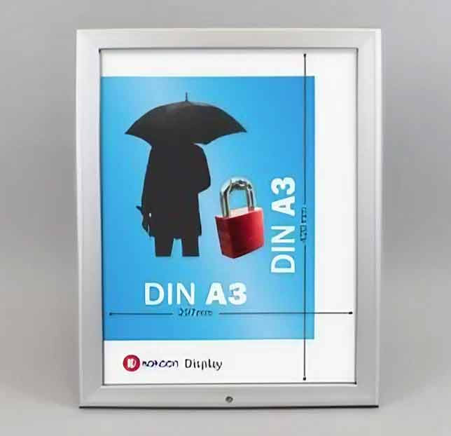 Tableau Magnétique Verrouillable Vitrine D'affichage Sécurisée Avec Serrure - Tableau Magnétique Et Effaçable - Format 3 X A4 - Cadre Aluminium Vitrine Professionnelle Magnétique