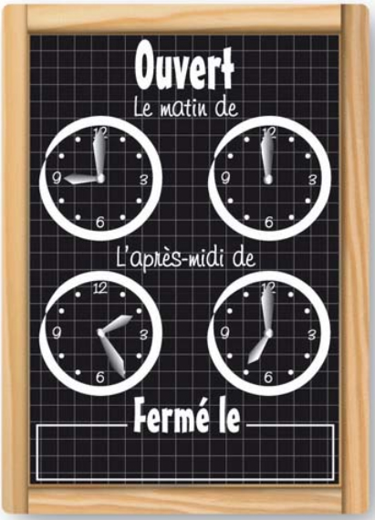 Modele affichage horaire ouverture