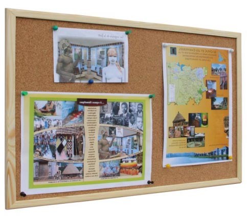 Ommda Tableau daffichage en liège feutre Velcro bulletin board avec Cadres de bois pour mural Bureau,Gris clair,60x90cm 