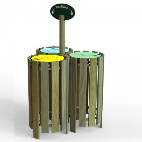 Poubelle Ronde Tri Selectif En Bois Commandez Sur Techni Contact Poubelle Exterieur De Tri