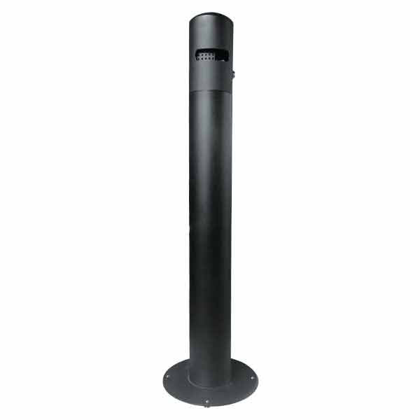 Poubelle Extérieure Avec Cendrier Intégré - Capacité 20L + Bac Mégots 2L - Acier Galvanisé Anti-rouille - Fixation Au Sol - Couleur Anthracite