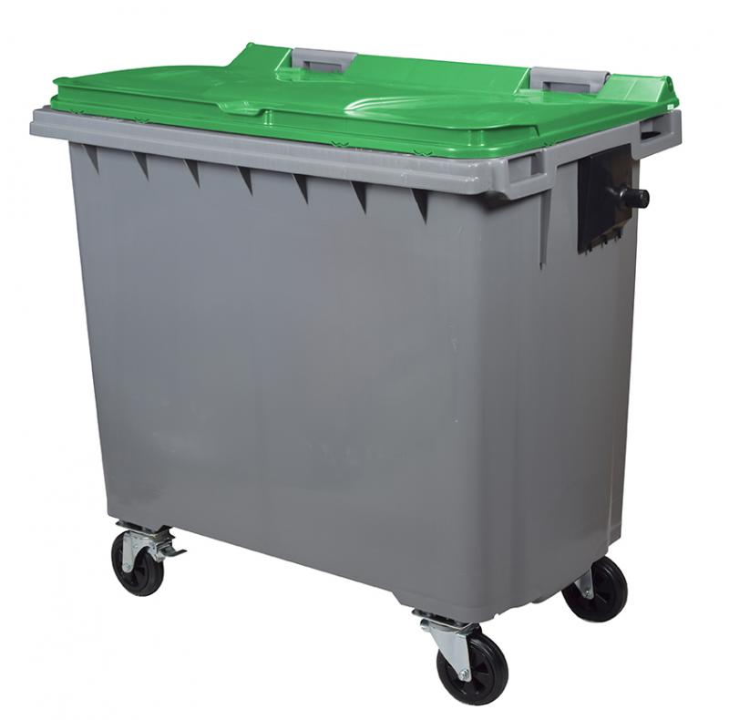 Conteneur à déchets Professionnel 660 L Poubelle 4 Roues dont 2 avec Frein Anthracite – Fabriqué en France Robuste et éco-Responsable 