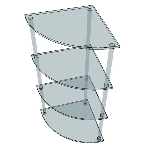 Étagère D'Angle Acrylique Effet Verre 240 Mm – Supports Chromés Élégants Et Installation Facile
