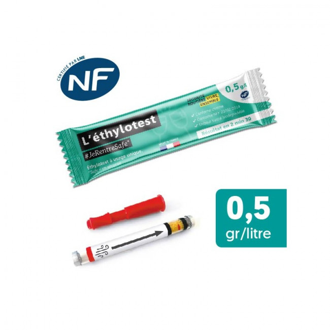 Ethylotest Contralco NF X20-702 - Lot De 30 Tests - Taux 0.5g/l - Sans Chrome - Fabrication Française
