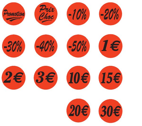 20 € Euro - Paquet de 500-30mm Rouge - Price Stickers