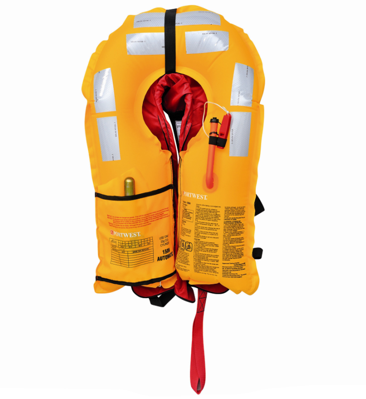 Gilet De Sauvetage Gonflable Auto 150N - Inflation Automatique - Taille Unique Orange - Jusqu'à 130kg - 12