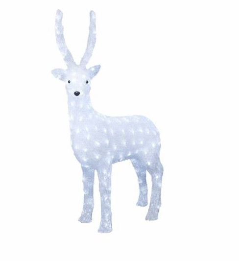 Biche Lumineuse Noël 26cm - 30 LEDs Blanc Chaud, à Piles, Minuterie 6h, Décoration Extérieure Résistante
