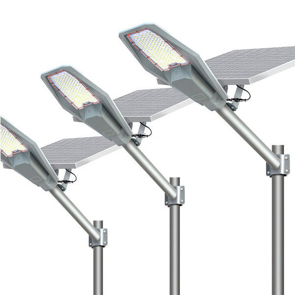 Pack lampadaire complet 4 mètres : Lampe solaire Série VIEW 150 Watts 6000k  + Mât STANDARD 4 mètres