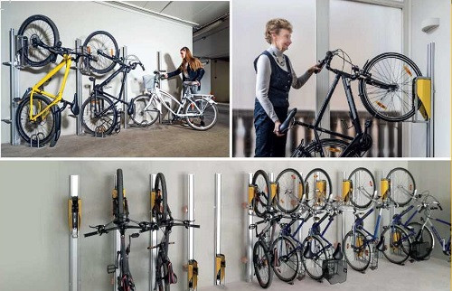Support et rangement de vélos avec un portique vertical