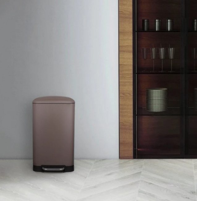 Poubelle Design à Pédale – Finition Gris Clair Et Noir, Capacités 10L à 40L, Pour Cuisine Ou Bureau