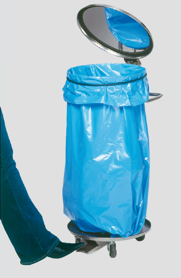 Support sacs-poubelles roulant en Inox pour collectivités